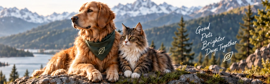 Pets enjoying the mountain landscape together