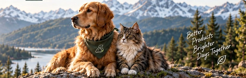 Pets enjoying the mountain landscape together